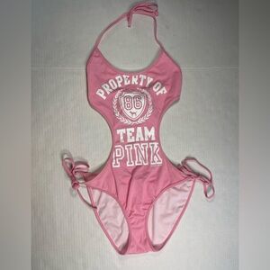 RARE VINTAGE 2008 Victoria's Secret PINK Monokini One Piece Y2K Cut Out Pink M